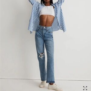 Madewell The Perfect Vintage Straight Jean Kingsbury Wash Knee-Rip Edition